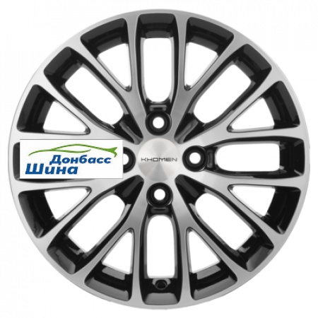 Диск литой 6*15 4*100 ET48 54,1 Khomen Wheels KHW1506 (Rio/Solaris) Black-FP в Луганске - 1